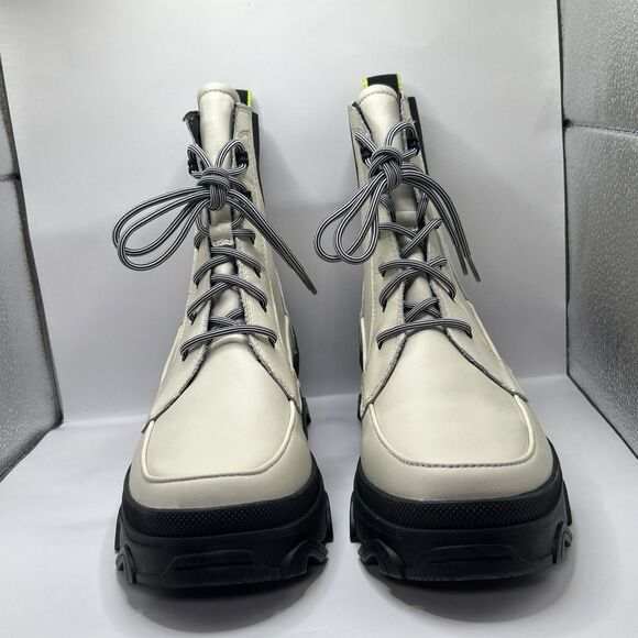 Sorel Brex Lace-Up Leather Lug Sole Boots In White Size 10.5 STORE MODEL - Picture 13 of 16